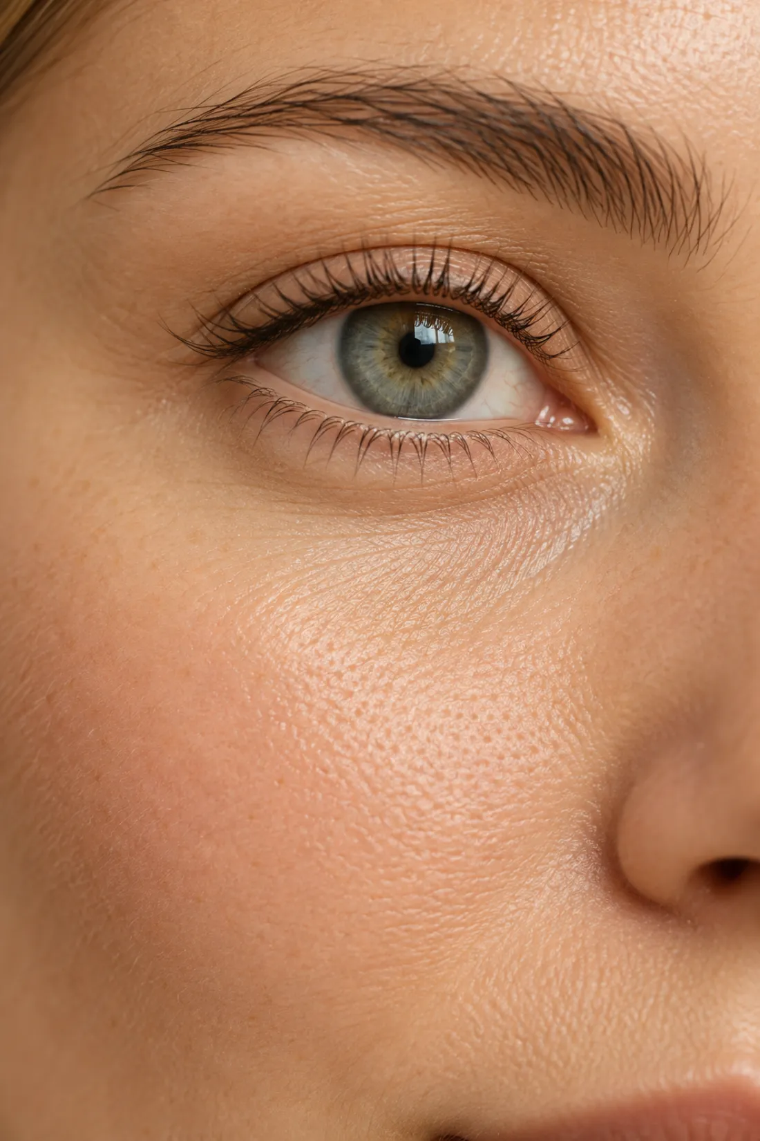 Close-up van het oog en de huid eronder